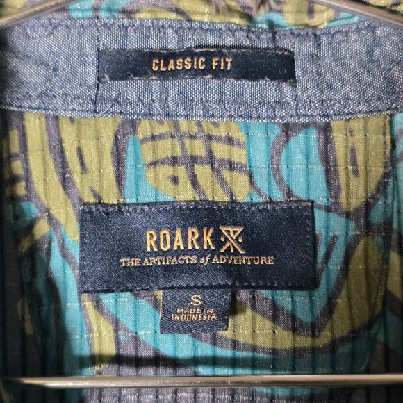 Roark Bless Up Shirt Mens Small Gray Blue Green Floral Button Up - Picture 6 of 7